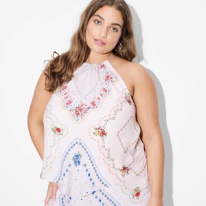 Women's Scarf Halter Top - Wild Fable™ White Floral - 1 of 3