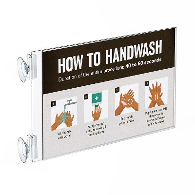 Two-Sided Clear Acrylic Landscape Sign Holder with Suction Cups
