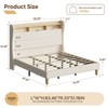 Bestier Queen/King Bed Frame with Tall Headboard Storage,  Corduroy Upholstered Queen Size Platform Bed with LED & Charging Station, Off-White - 3 of 4
