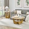 FONTOI End Table Mid Century Side Table Modern Wooden Accent Coffee Table with Elegant Curved Base for Living Room Office, Oak, 25.13"*25.13"*24.25" - 3 of 4