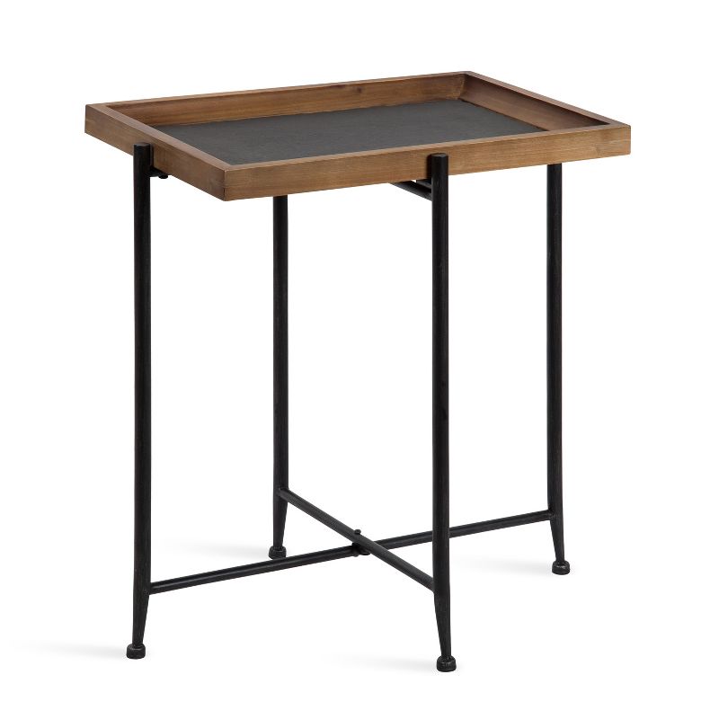 Kate and Laurel Mecabe Rectangle Metal Side Table, 19.75x13.5x23.25, Rustic Brown and Black, 1 of 9