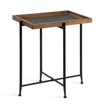 Kate and Laurel Mecabe Rectangle Metal Side Table, 19.75x13.5x23.25, Rustic Brown and Black