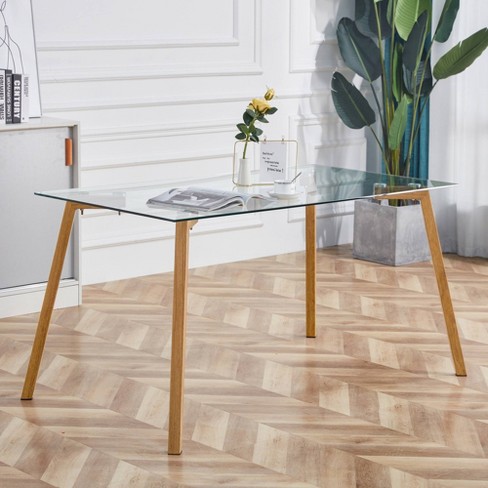 Glass dining table online for 6