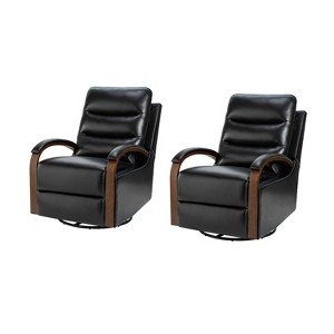 Clemens Genuine Leather Swivel Rocking Manual Recliner with Decorative Curved Mood Arm Set of 2| ART OF LIVING DESIGNS - 1 of 4