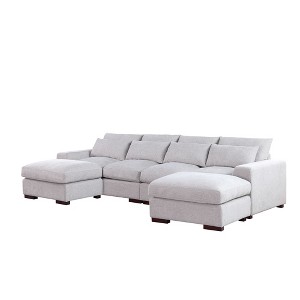 ChicFurnit Sectional Sofas Modular Design with 2 Ottomans Removable Cushions for Glam Living Room, Light Gray, 37.8"*123.24"*34.25" - 1 of 4