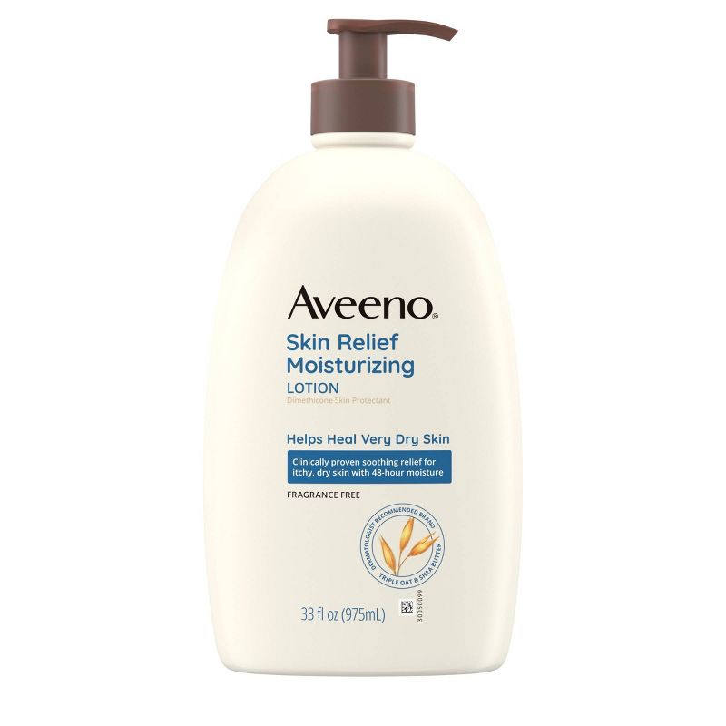 Aveeno Skin Relief Moisturising Body Lotion for Dry Skin with Oat and Shea Butter - Unscented - 33 fl oz, 3 of 12