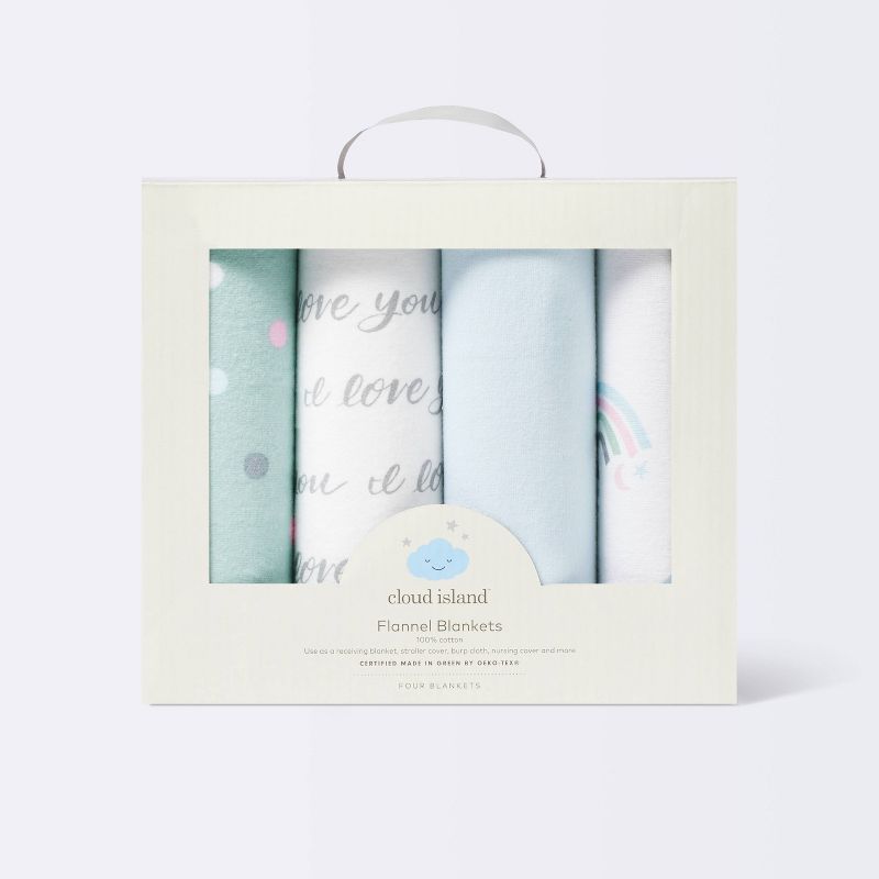 Flannel Baby Blankets I Love You to the Moon and Back - 4pk - Cloud Island&#8482;, 4 of 5