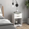 KWPZQEB Nightstand, Modern Bedside Table with 2 Drawers, Side Table with Open Shelf, Wood End Table Night Stand for Bedroom, Living Room, White - 3 of 4