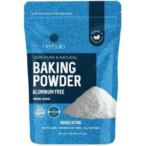Herbaila Baking Powder, 1 lb – Double Acting, Aluminum-Free, Gluten-Free, Non-GMO, All Natural, Resealable Bag - 1 of 4