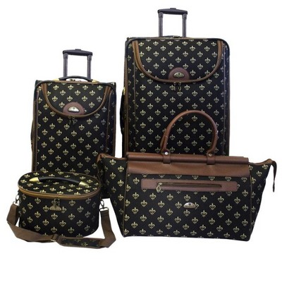 American Flyer Fleur De Lis 4-piece Luggage Set - Black : Target