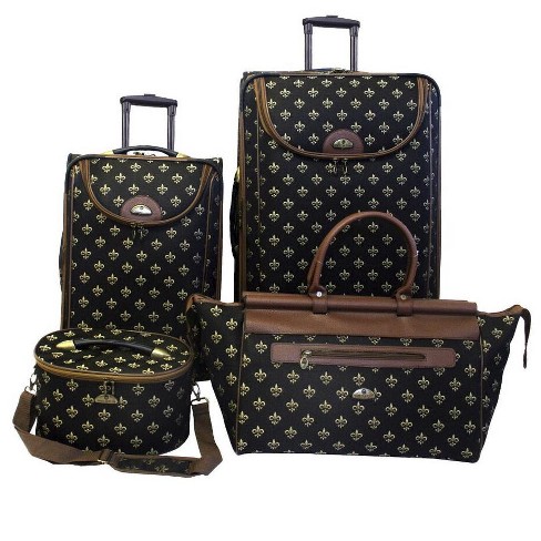 American Flyer Luggage Fleur De Lis 4 Piece Set, Black, One Size