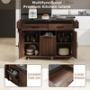 Kitchen Island with Hidden Trash Can Cabinet, Drop Leaf Countertop, 2 Drawers, 3-Door Storage, Towel Racks, Kitchen Cart with Adjustable Shelves - 4 of 4