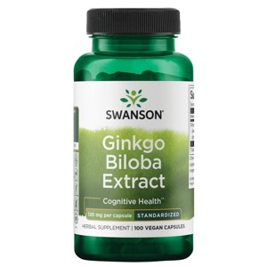 Swanson Ginkgo Biloba Extract - Standardized, Supports Healthy Cognitive Function & Nervous System Health, 120 mg (100 Capsules). - 1 of 4