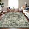 4 x 6 ft Polyester Imitation  Brown Green Rectangular Hallway Bathroom Entryway Kitchen Office Foldable Flower Printed  Washable Area - 4 of 4