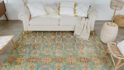 Turquoise Multicolor 8' x 10' Medallion Synthetic Area Rug