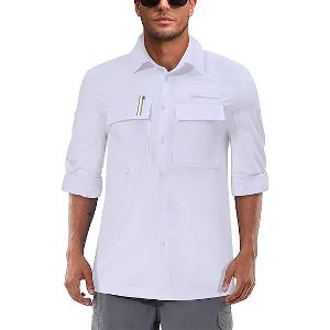 Men's Sun Protection Fishing Shirts Long Sleeve Travel Work Shirts for Men UPF50+ Button Down Shirts with Pockets - 1 of 4