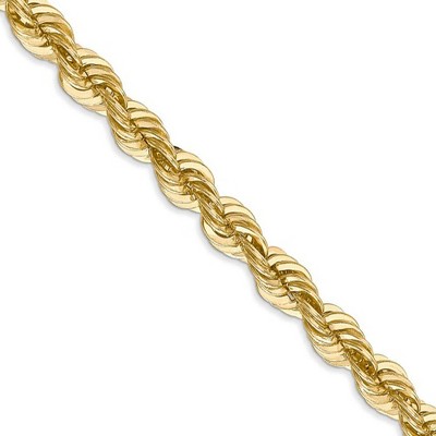 Black Bow Jewelry Men's 6mm, 14k Yellow Gold Handmade Solid Rope Chain Necklace