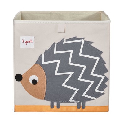 3 Sprouts Large 13 Inch Square Children's Foldable Fabric Storage Cube Organizer Box Soft Toy Bin, Pet Hedgehog