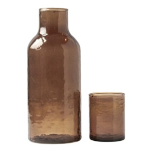 Slickblue Handblown Glass Carafe with Hammered Finish & Lid, 40.5 Oz. Capacity, Multiple Color Options - 1 of 4
