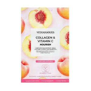 Vitamasques Collagen & Vitamin C Peach Sheet Mask - 0.77 fl oz - 1 of 4