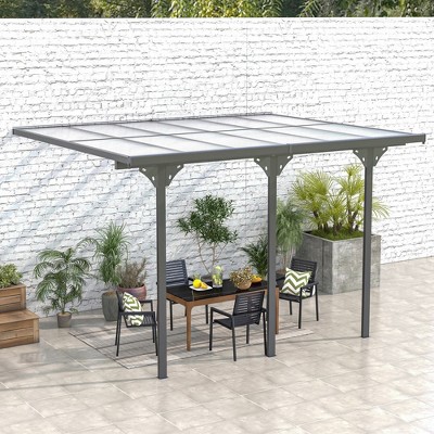 Gray Aluminum Pergola with Transparent UV Blocking Canopy