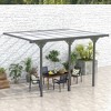 Outsunny Outdoor Polycarbonate Pergola, Transparent UV Blocking Awning, Hardtop Deck Gazebo w/ Adjustable Posts, Aluminum, Gray - 2 of 4