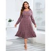 BLUEMING Womens Plus Size Ribbed Knit Sweater Dress Long Sleeve Square Neck Flowy Comfy Casual Dress - 4 of 4