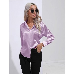 chinese dress ladies Women's Elegant Light Purple Shirt Temperament Long Sleeve Formal Chiffon  Blouses Office Ladies Work Tops Purple S at Amazon Women's Clothing store