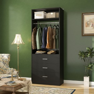 Aheaplus Freestanding 24" Closet System with 3 Wood Drawers - 1 of 4