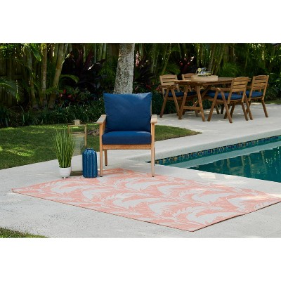 Coral Palm Print Washable Chenille Runner Rug