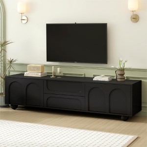 Spassway White TV Stand with Rebound Device Storage Cabinet with 2 Drawers Entertainment Center with Arched Doors for TVs up to 75" - 1 of 4