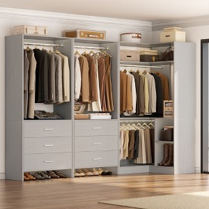 Aheaplus Set of 3 Freestanding Corner Closet System, 81'' Space-saving Closet Organizer with Drawers and Hanging Rods - 1 of 4