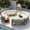6-Piece All-Weather Acacia Wood Patio Conversation Set With Water-resistant Cushions,Two Semicircular Sofas,Patio Table Outdoor -Maison Boucle - 3 of 4