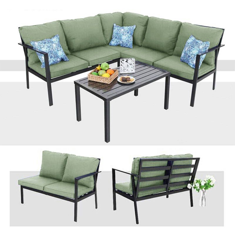 4pc Patio Corner Conversation Set - Green - Captiva Designs, 3 of 10