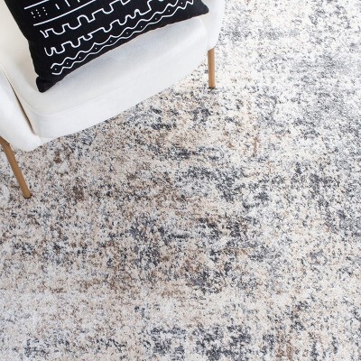 Ivory and Gray Abstract Stain-Resistant Runner Rug