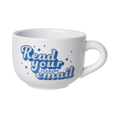 Totalee Gift 6.5" White Read Your Email Cappuccino Mug Ceramic White 24 oz