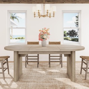 70.8 Inch Oval Dining Table for 6-8 People, Long Large Kitchen Table with Thick Sturdy Wooden Base, Farmhouse Dining Room Table for Kitchen - 1 of 4