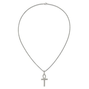 Chisel Stainless Steel Polished and Textured Ankh Cross Pendant Necklace 24" Box Chain - 1 of 4