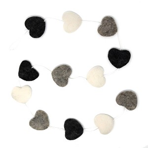 Slickblue 48” Handmade Wool Felt Hearts Garland for Nursery Décor – Multicolor or Grey - 1 of 3