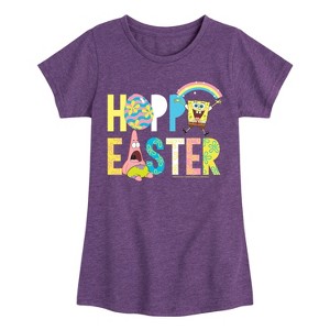 Girls' - SpongeBob Squarepants - Hoppy Easter Icons Fitted Short Sleeve Graphic T-Shirt - 1 of 4
