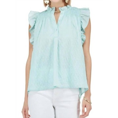 Women's SMOCKED SHOULDER SHELL TOP - Joy Joy