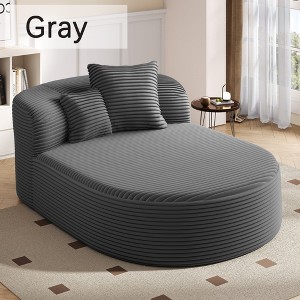 Hrinhom 51.6"W Chaise Lounge,Corduroy Compressed Floor Sofa With Pillows - 1 of 4