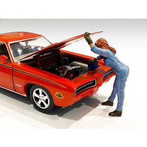 Retro Female Mechanic II Figurine for 1/18 Scale Models by American Diorama - 1 of 3