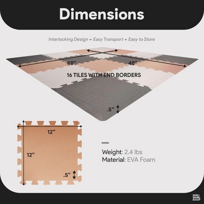 BalanceFrom 16-Tile Pink, White, Gray PVC Interlocking Play Mat