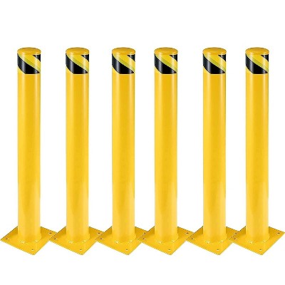 6 Pcs Safety Bollard,High Heavy-Duty Yellow Safety Bollard Steel Posts,4.5 Inch Diameter,with 16 Anchor Bolts - Ideal for Traffic Control