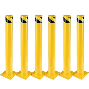 6 Pcs Safety Bollard,High Heavy-Duty Yellow Safety Bollard Steel Posts,4.5 Inch Diameter,with 16 Anchor Bolts - Ideal for Traffic Control - 1 of 4
