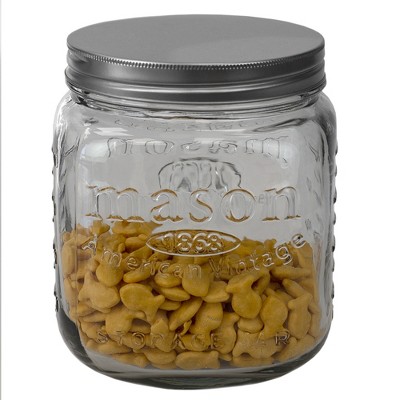 Home Basics 90 oz. Medium Mason Glass Canister, Clear