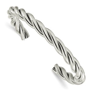 Black Bow Jewelry Unisex 8mm Stainless Steel Polished Twisted Cuff Bracelet - 1 of 4