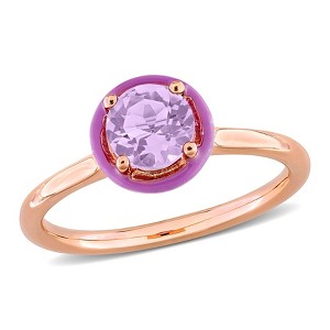 EVERLY JEWELRY | Rose Plated Sterling Silver 5/8 CT TGW Amethyst Fashion Ring Purple Enamel Plated - 1 of 4