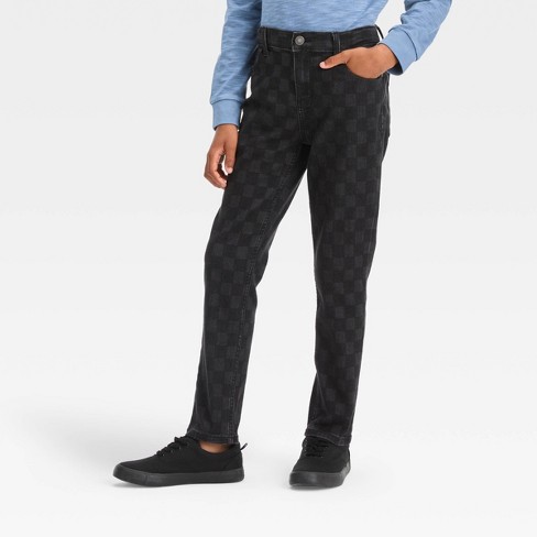 Boys' Skinny Checkered Jeans - Art Class™ Black 8 : Target